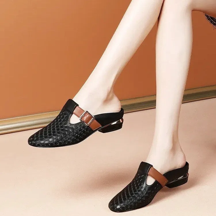 Closed-Toe Slippers Hollow Hole Sandals Half Slippers