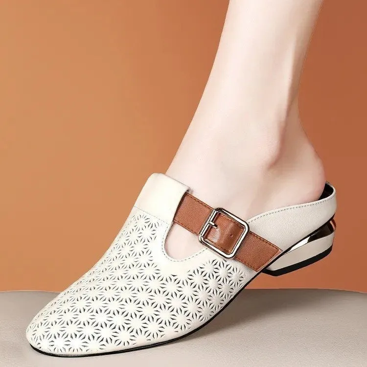 Closed-Toe Slippers Hollow Hole Sandals Half Slippers