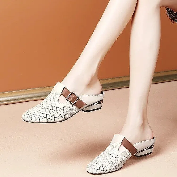 Closed-Toe Slippers Hollow Hole Sandals Half Slippers