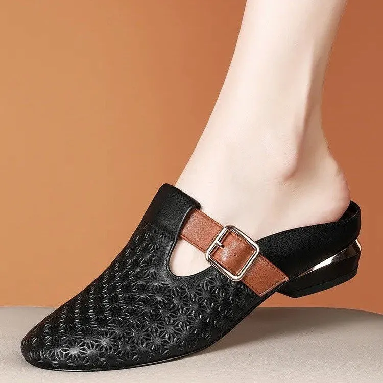Closed-Toe Slippers Hollow Hole Sandals Half Slippers