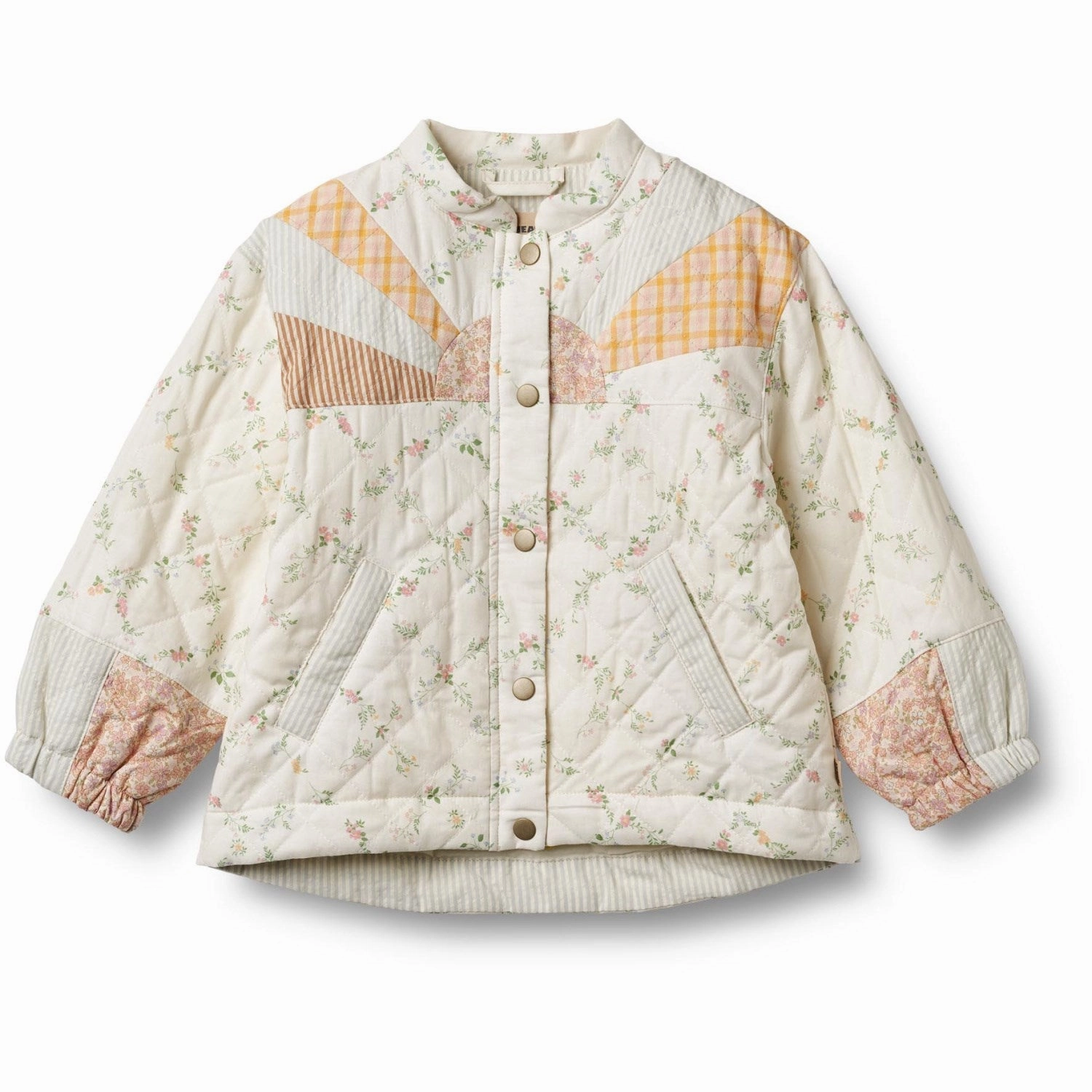 Wheat Ivory Checked Flowers Quilt Jacket Inga FadeResistant Print