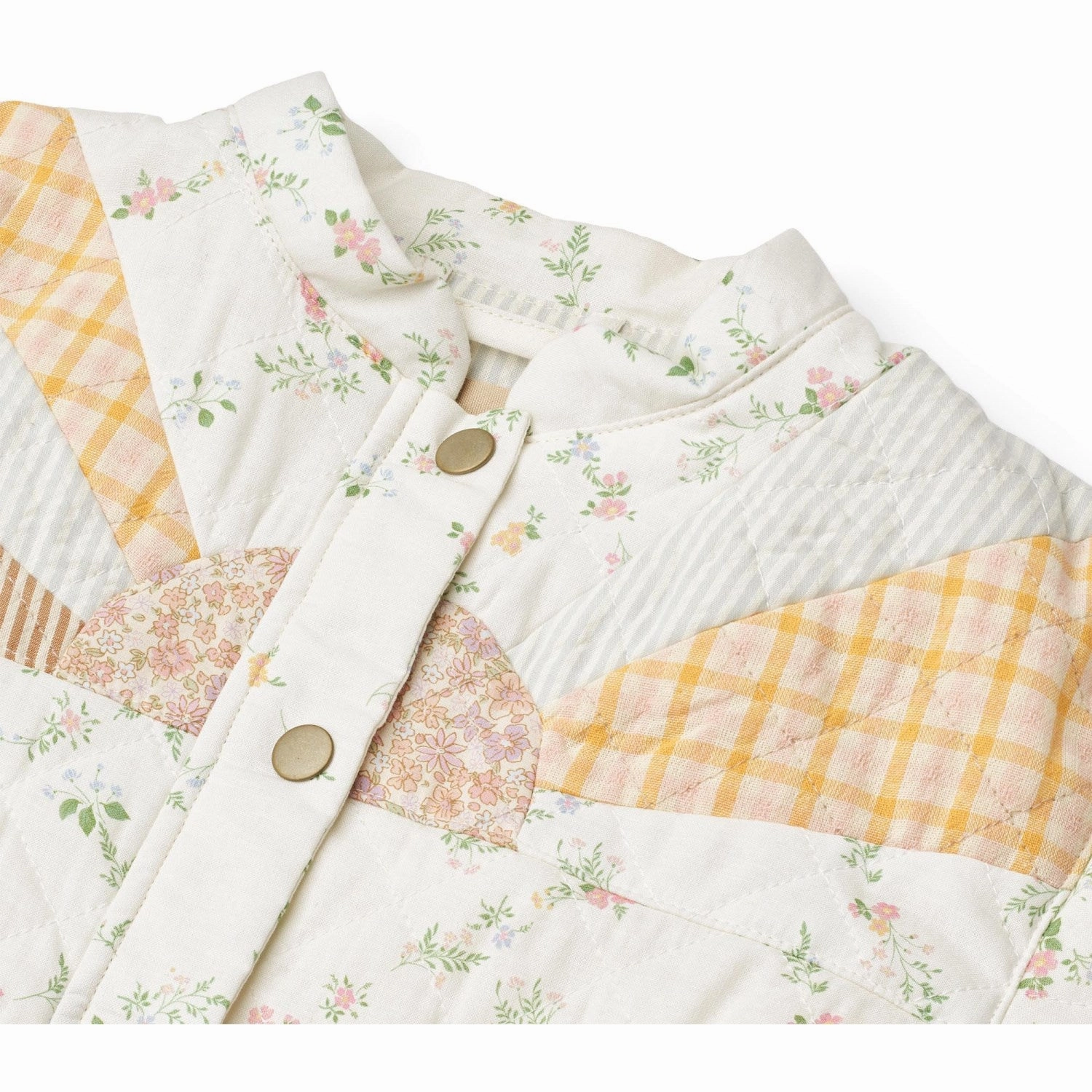 Wheat Ivory Checked Flowers Quilt Jacket Inga Minimalist Aesthetic