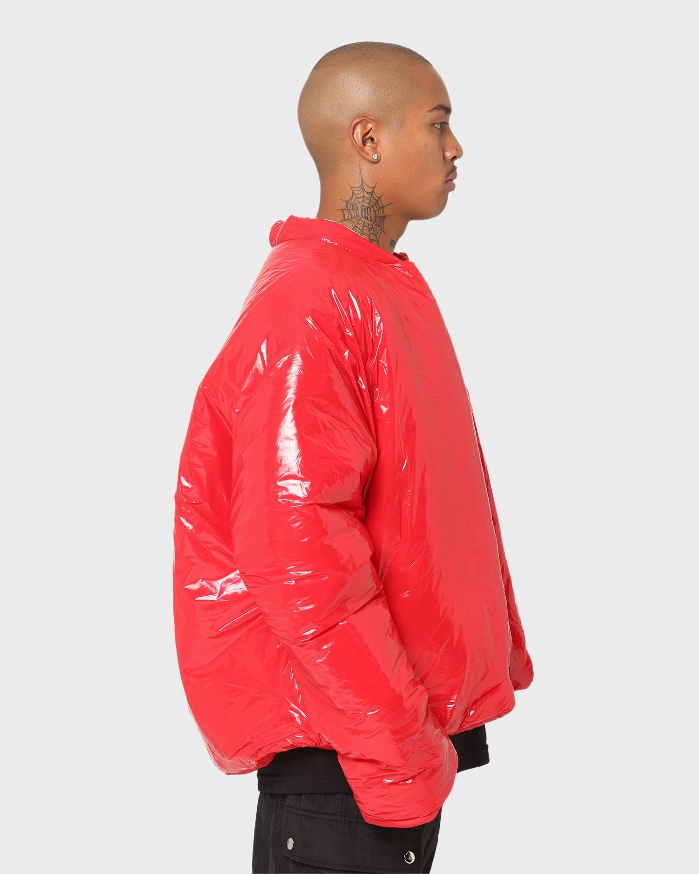Club Paradise  Paxton Puffer Jacket Red Full Length Zipper Windproof Barrier Design