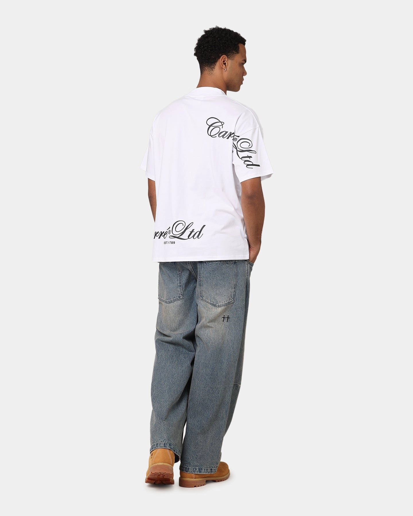 Carre Side Script Oversized T-Shirt White Lightweight Fashion