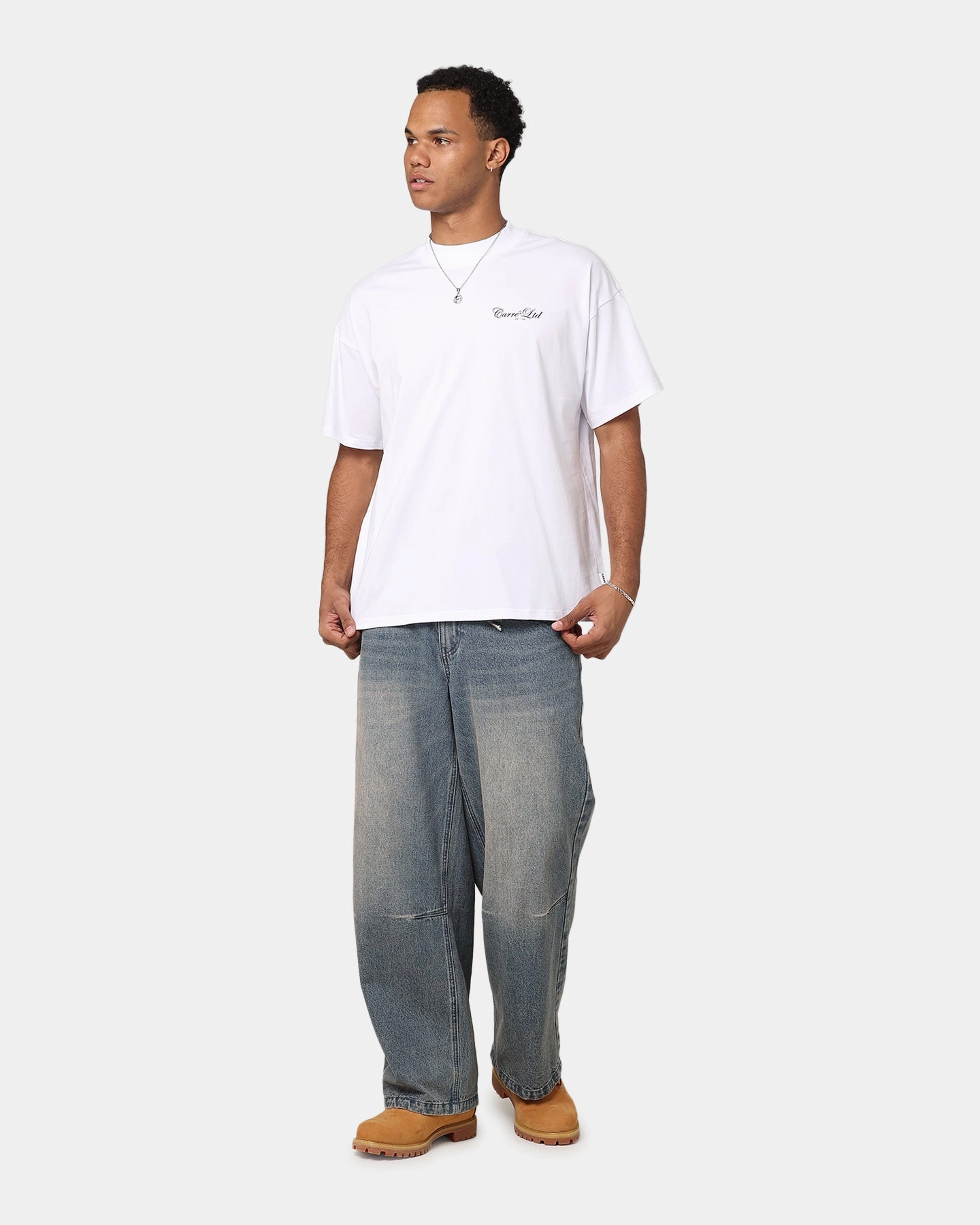 Casual Layers Carre Side Script Oversized T-Shirt White