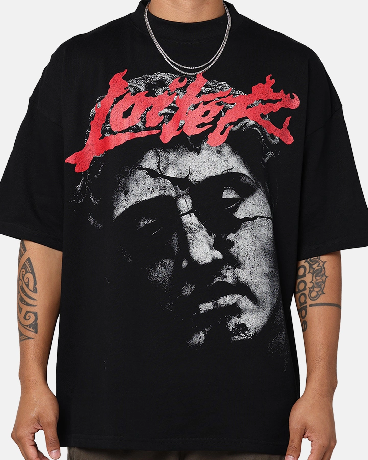 Minimalist Look Loiter Search And Destroy Oversized T-Shirt Black