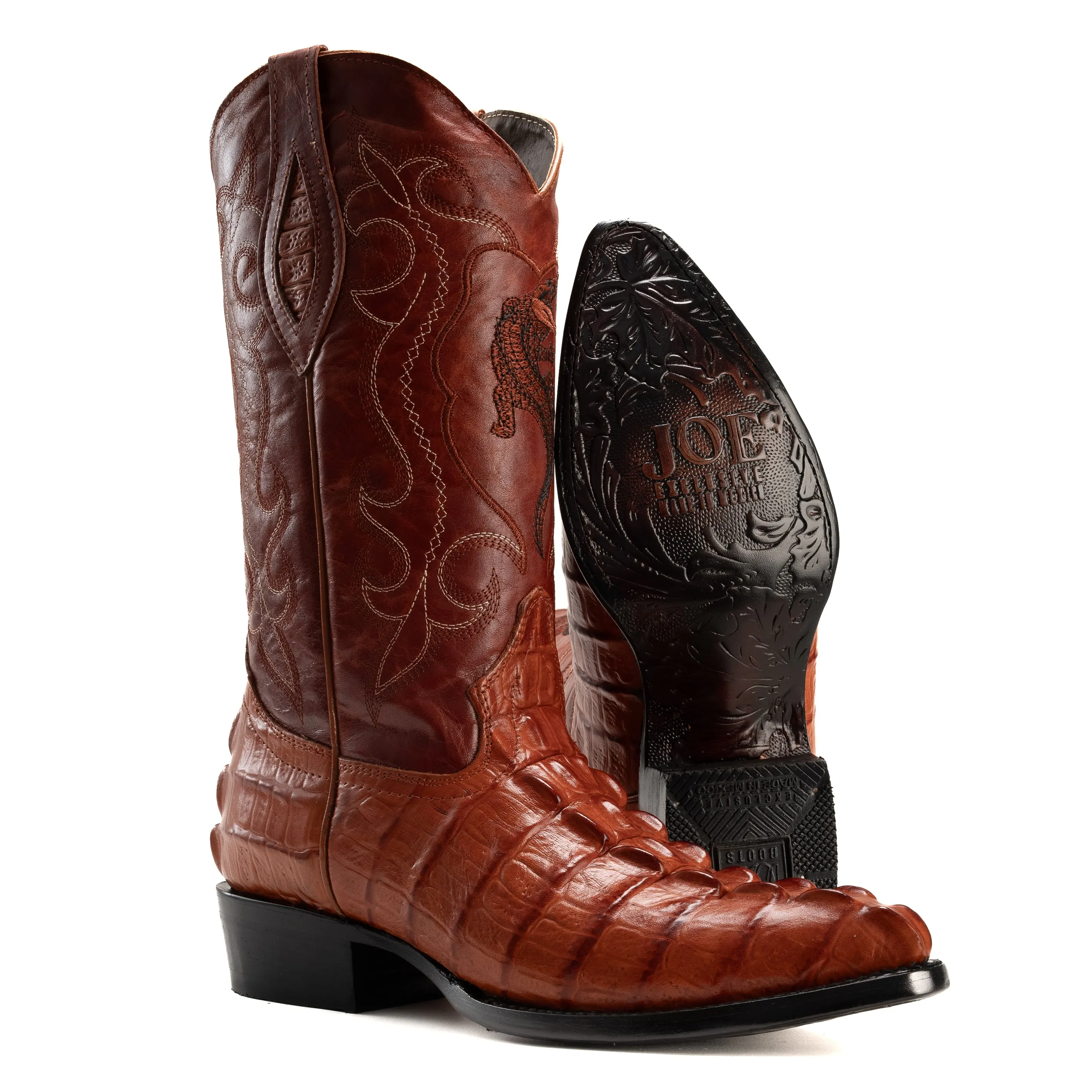 Combo JB904 Cognac Combo Men's Western Boots: J Toe Cowboy & Rodeo boots in Genuine Leather 004 Cognac Belt