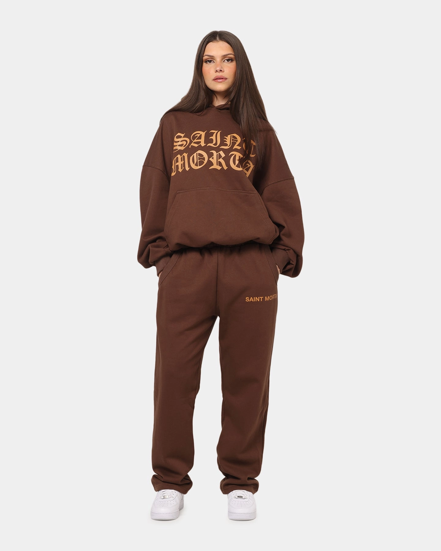 Saint Morta Sacred Script Track Pants Brown Indoor Comfort GussetedCrotch
