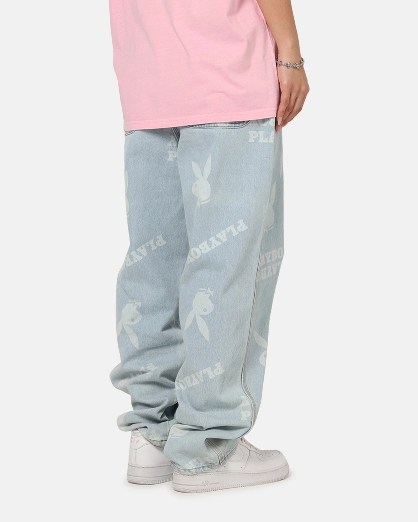 Breathable Material Playboy Mess Denim Jeans Light Indigo