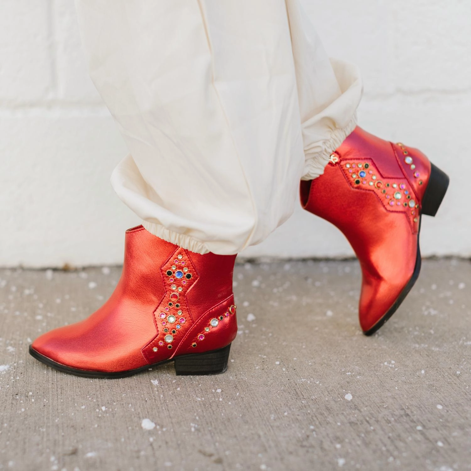 Casual Ease Footwear Focus Miss Dallas Gem Western Boot in Red - Kids