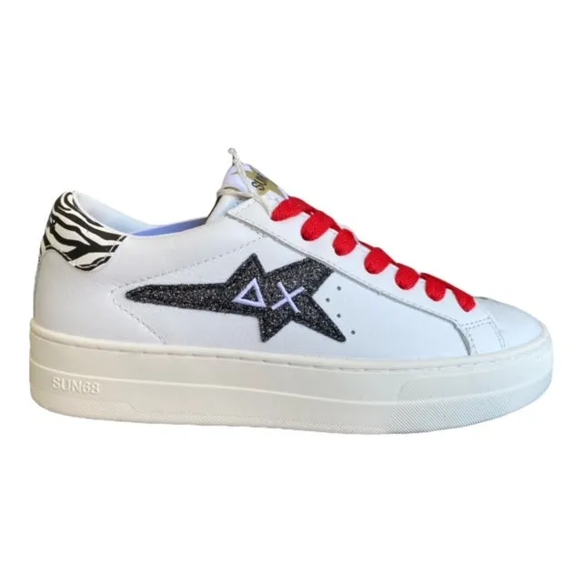 relay - run Stretch Knit Upper Sun68 scarpa sneakers da donna Betty Z32221 0111 bianco-nero