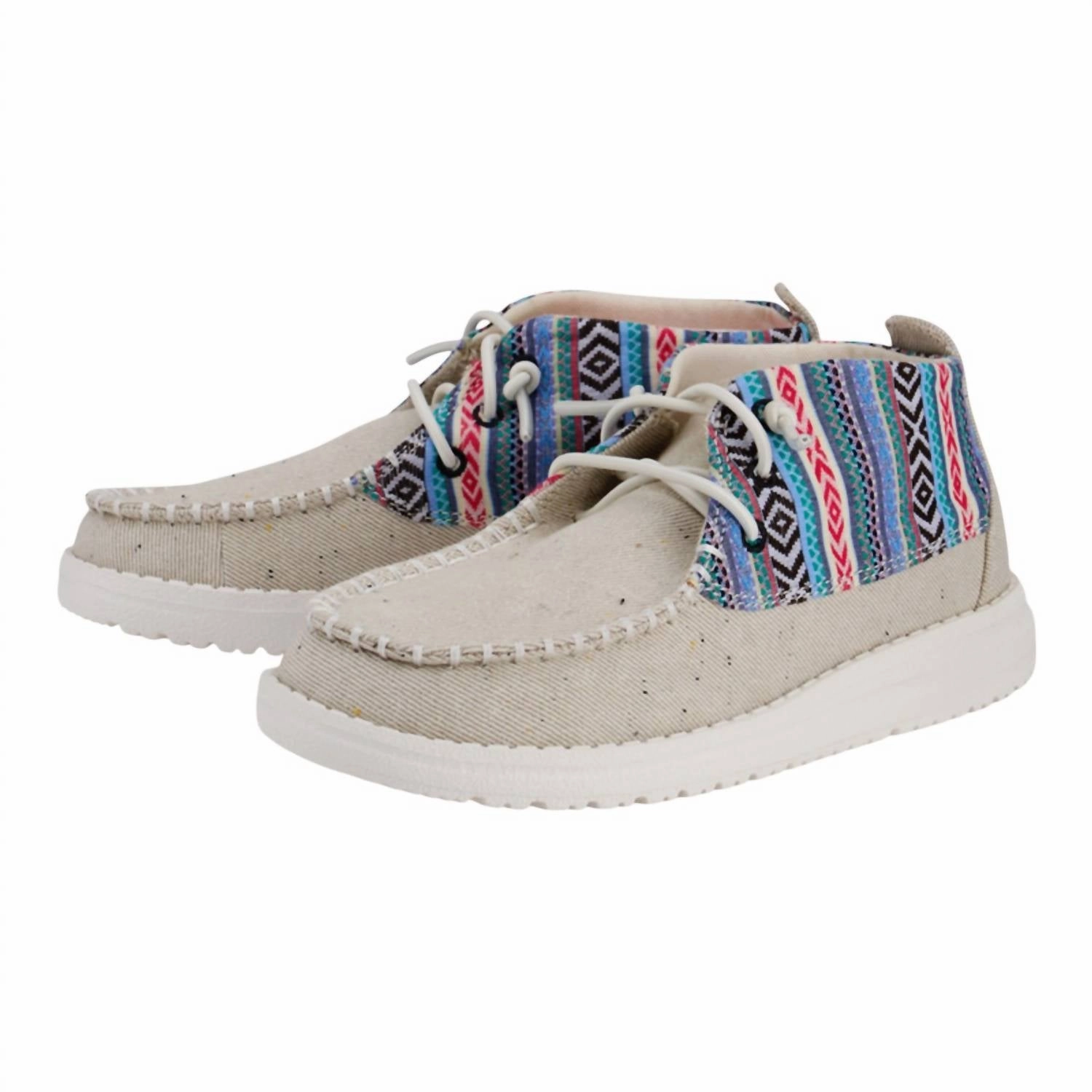 Girl's Youth Wendy Mid Boho Crafted Shoes In Light Grey/multi Hook And Loop