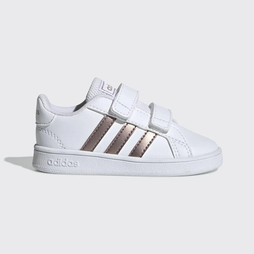 Slip Resistant Treads Trail Ready Adidas scarpa sneakers con strappo da bambino Grand Court I EF0116 bianco