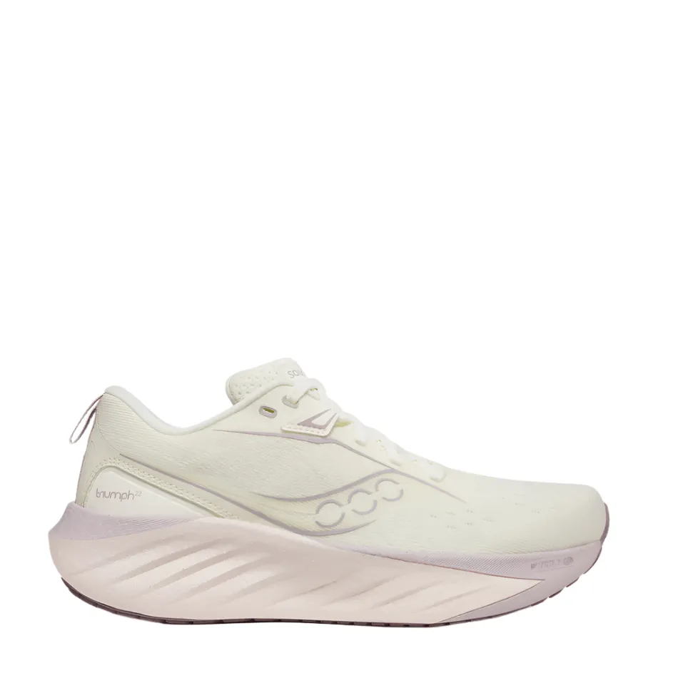 Saucony Women's Triumph 22 Running Shoes in Vanilla Wide Base Design Micro Grip Tread Pattern