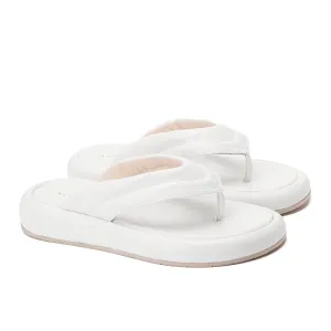 Comfy Footbed Plain Toe Slippers - White