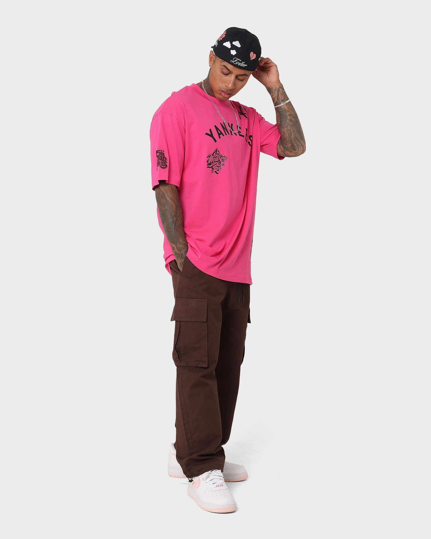 Sleep New Era New York Yankees 'Tropical Punch Script Pack' Oversized T-Shirt Hot Pink