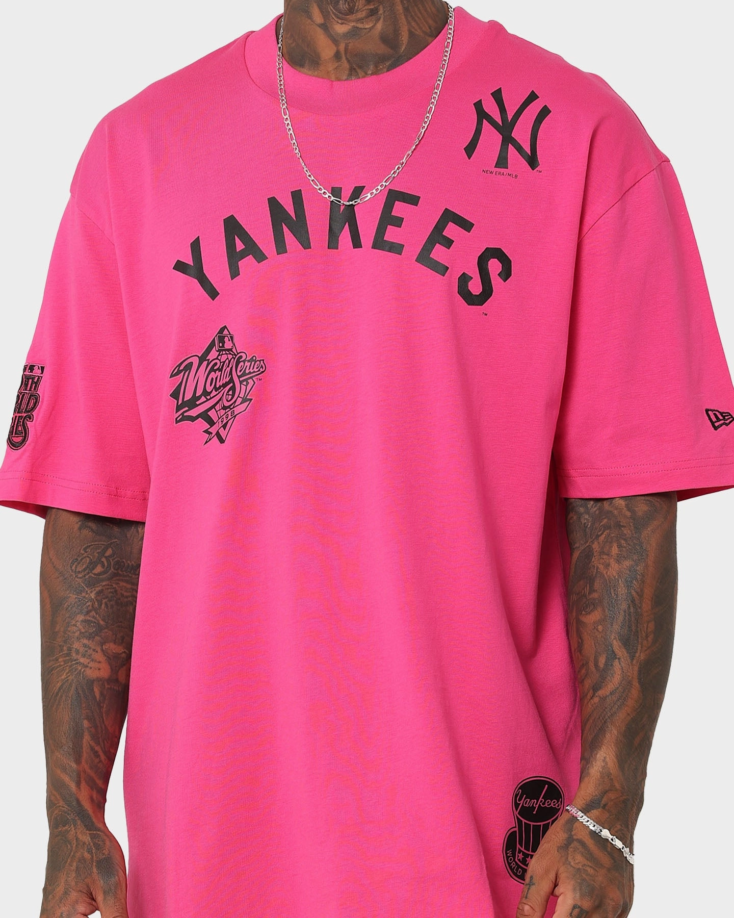 On-the-Go Fashion Versatile Apparel New Era New York Yankees 'Tropical Punch Script Pack' Oversized T-Shirt Hot Pink