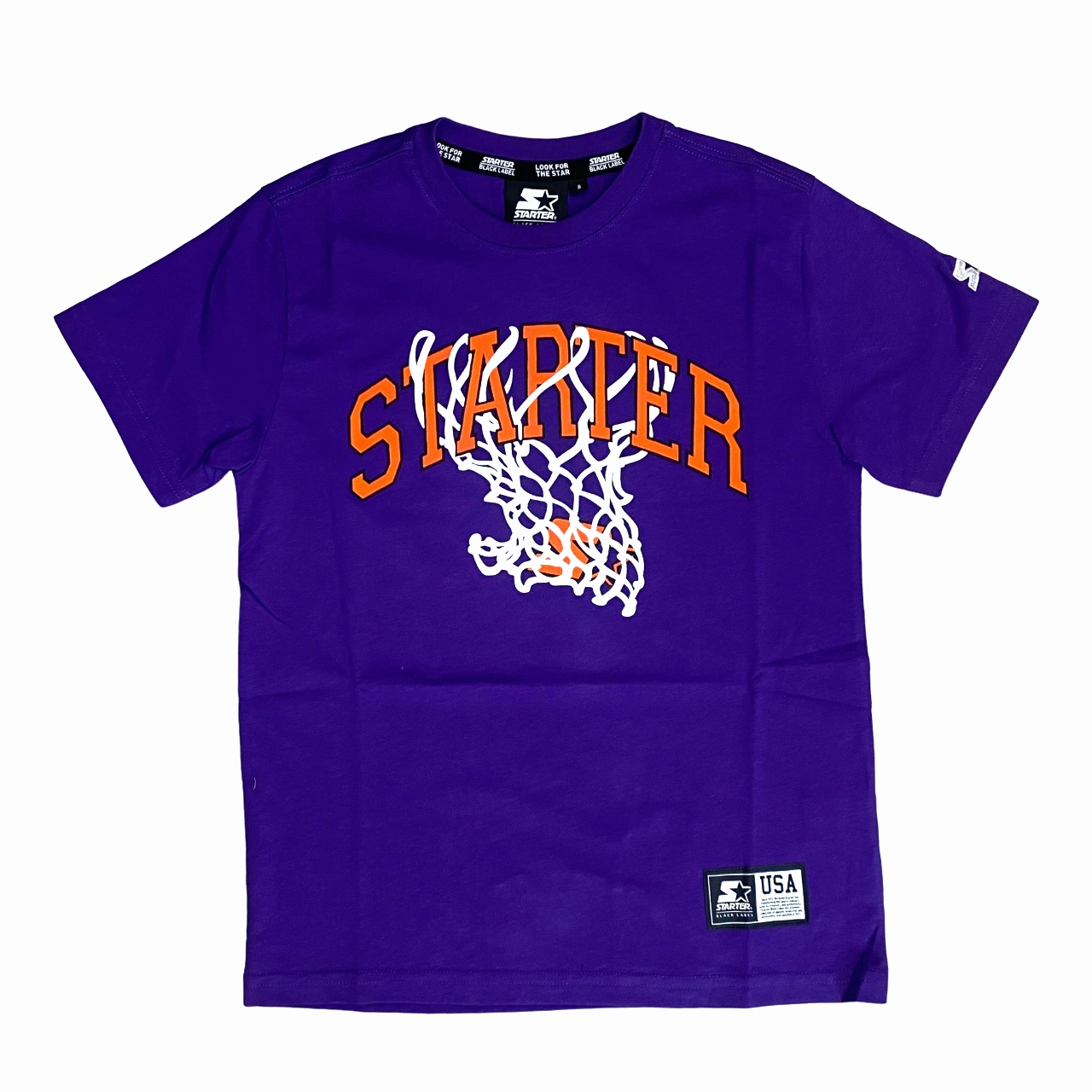 Starter maglietta manica corta da ragazzo con stampa avanti 1251 viola Holiday Outfit Style