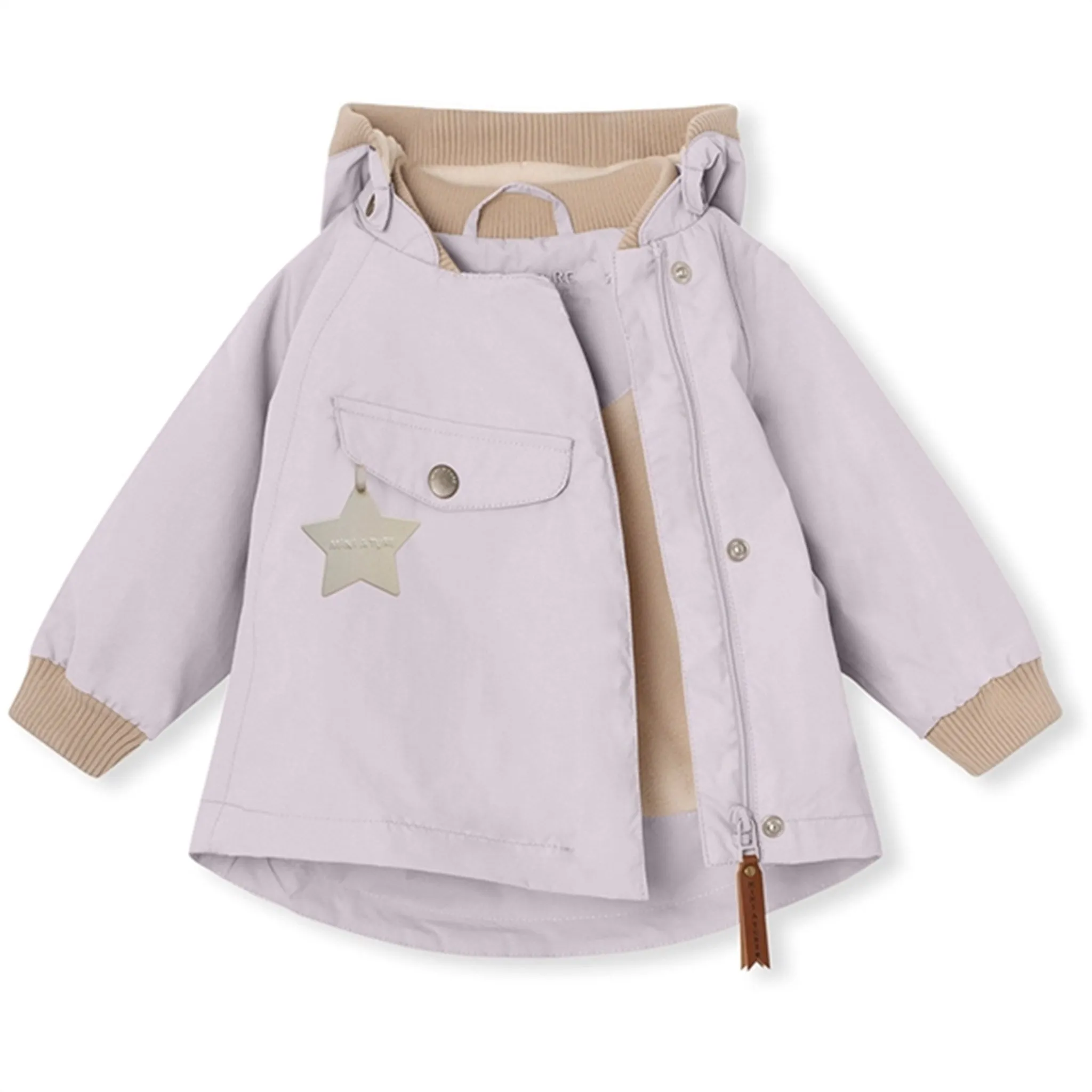 MINI A TURE WAI Spring Jacket w/Fleece Lining Purple Raindrops Vegan Leather Accents Stay Dry Interior