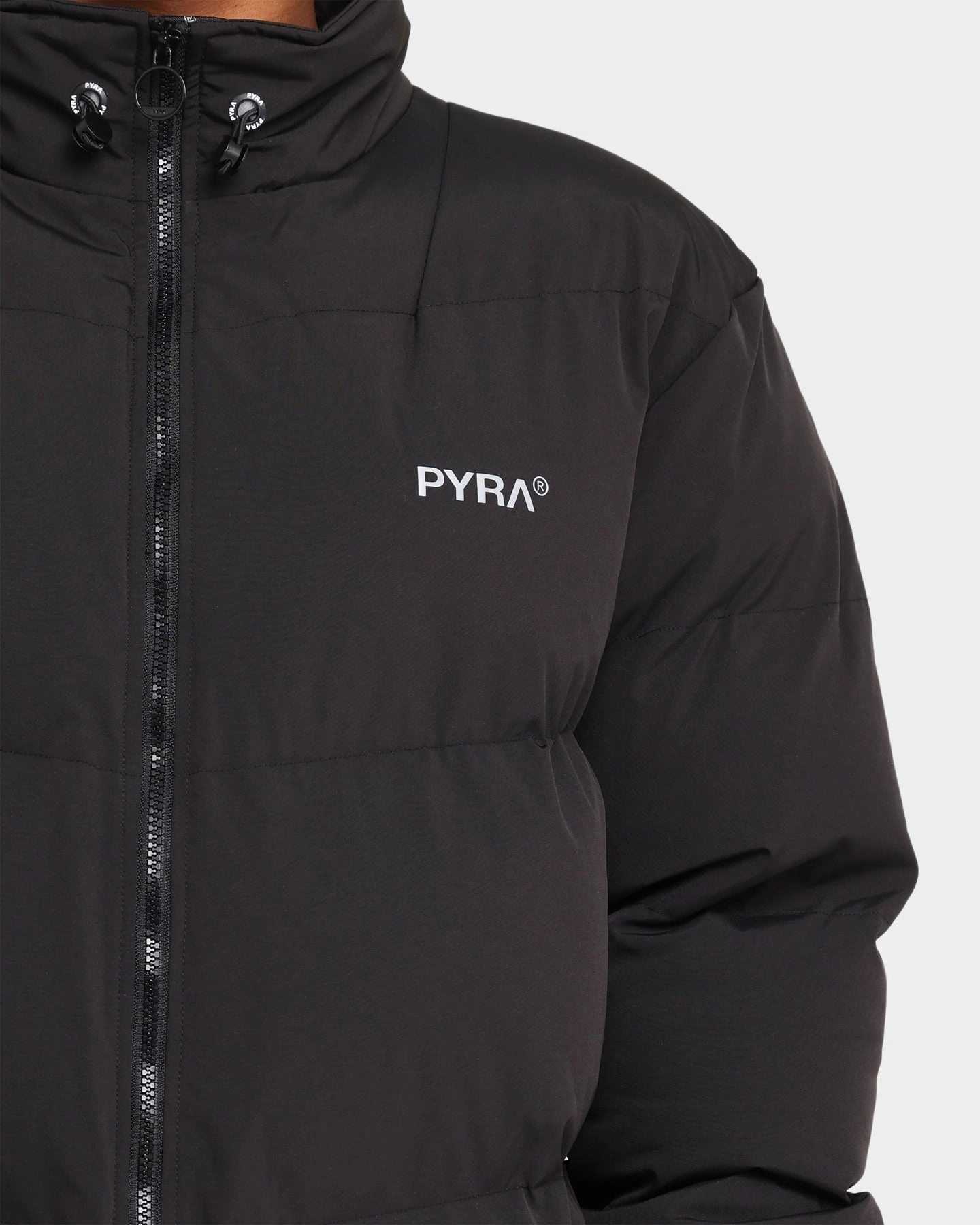 PYRA Padded Puffa Jacket Black Low Bulk Design