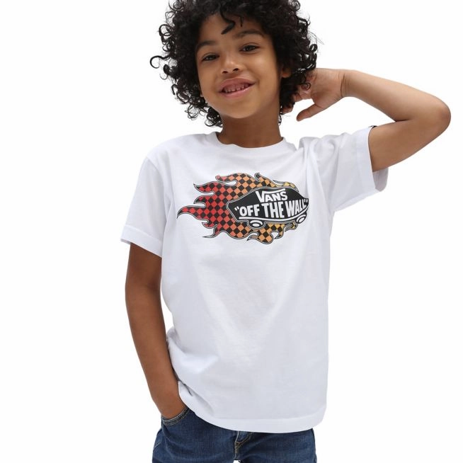 Vans maglietta manica corta da bambino Flame VN0A5KPFWHT bianco Thermal Regulation Fabric