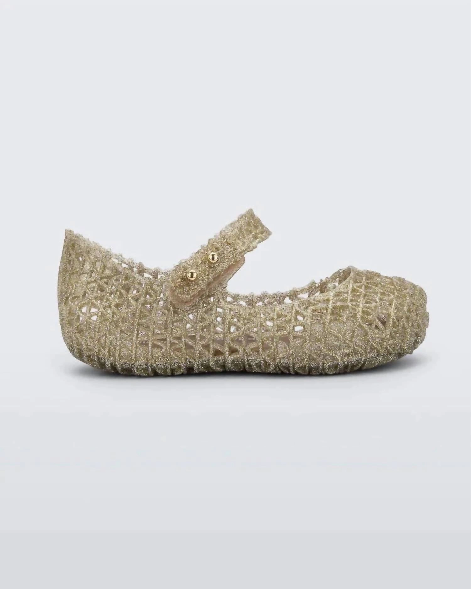 Girls' Campana Papel Flats In Gold Glitter Quick Pack