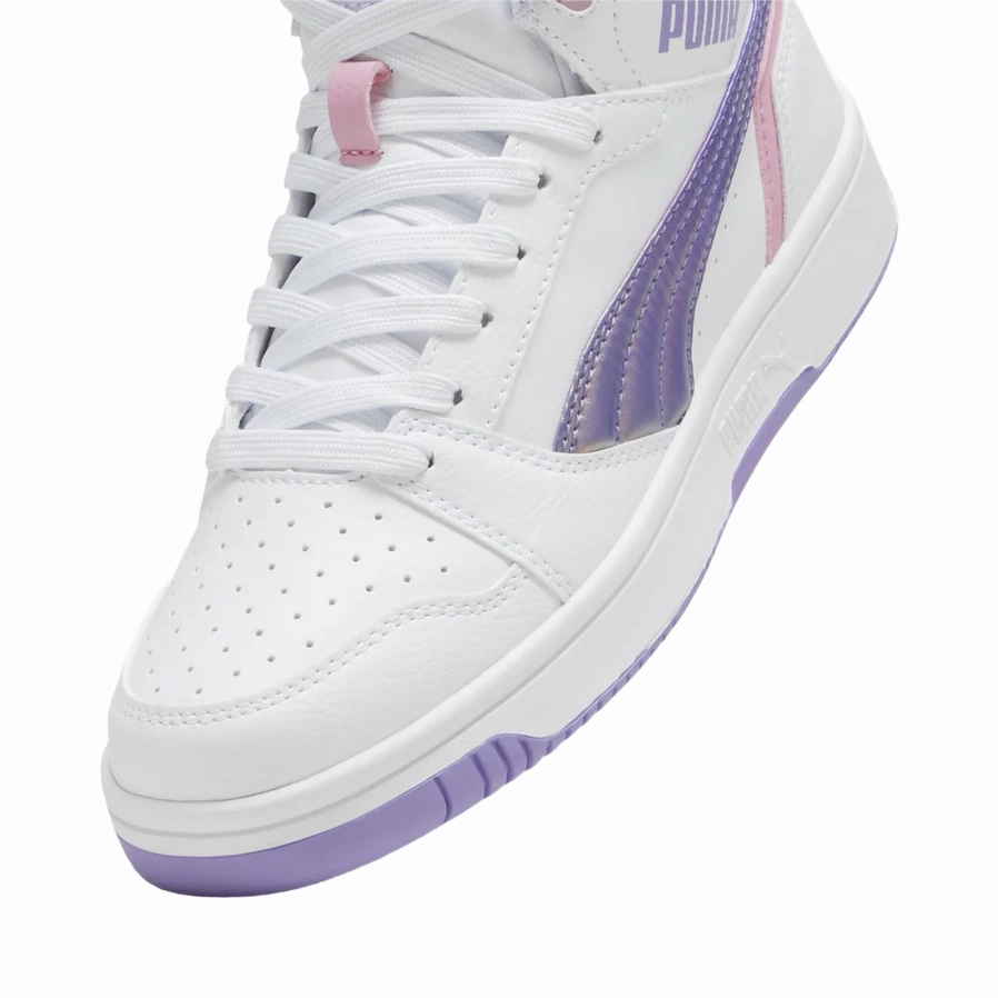 park shoes Puma scarpa sneakers da ragazza Rebound V6 Mid Bouncy Sky 398725-01 bianco-lavanda