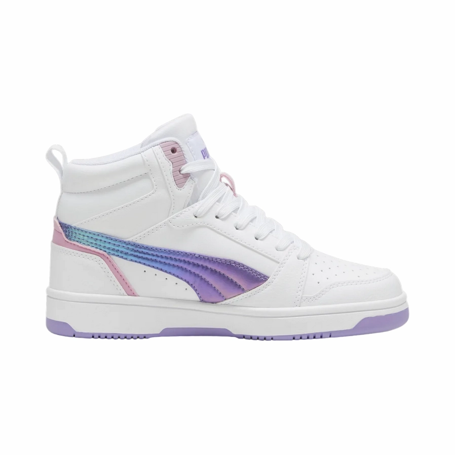 trendy shoe style Puma scarpa sneakers da ragazza Rebound V6 Mid Bouncy Sky 398725-01 bianco-lavanda