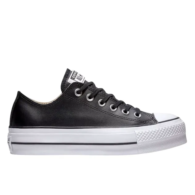 Converse All Star Chuck Taylor Donna Pelle 561681C | Sneakers Platform nera Fast Steps