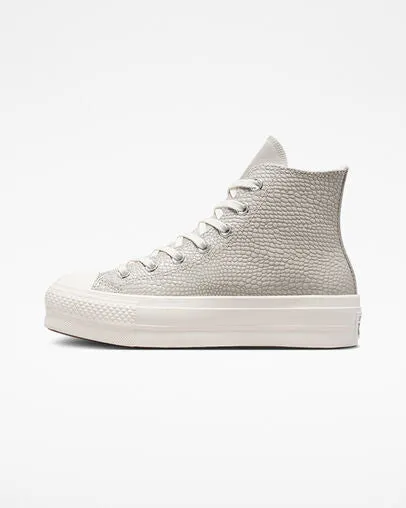 Converse Chuck Taylor All Star Lift Platform Croco Embossed A04267C desert sand-egret-black Running Equipment pre - designed shoe pattern