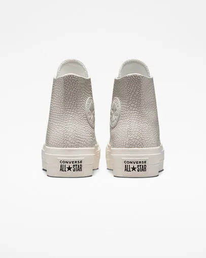 Converse Chuck Taylor All Star Lift Platform Croco Embossed A04267C desert sand-egret-black fitness culture wide - toe box shoes