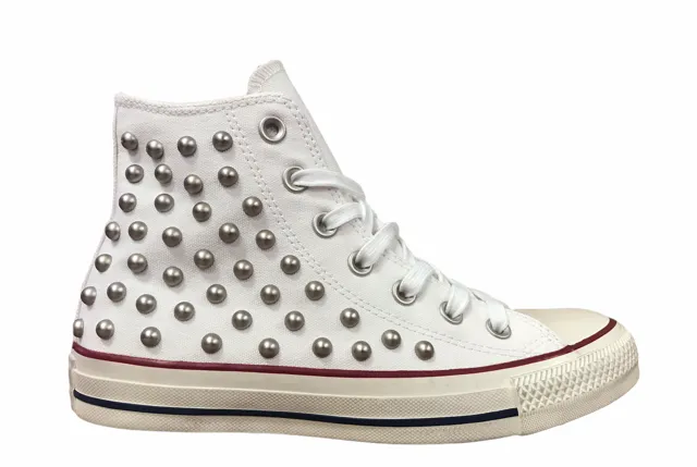 Wide Converse Distressed con Borchie 160959C white