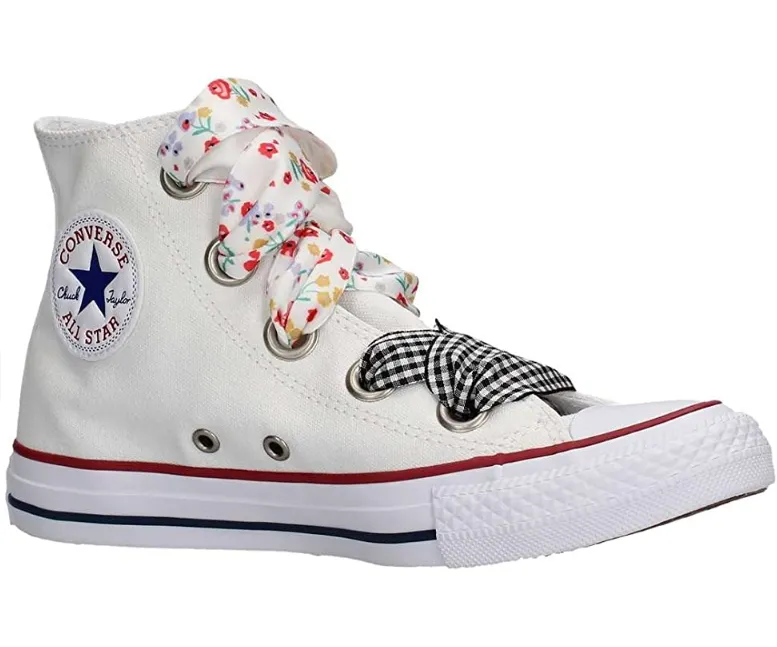 Converse scarpa sneakers da donna alta in tela Ctas Big Eyelet 560977C bianco Midfoot Lockdown
