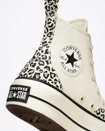 Converse scarpa sneakers da donna Chuck Taylor All Star Platform HI Animal Mix A03874C beige Heel Clasp System cruelty - free
