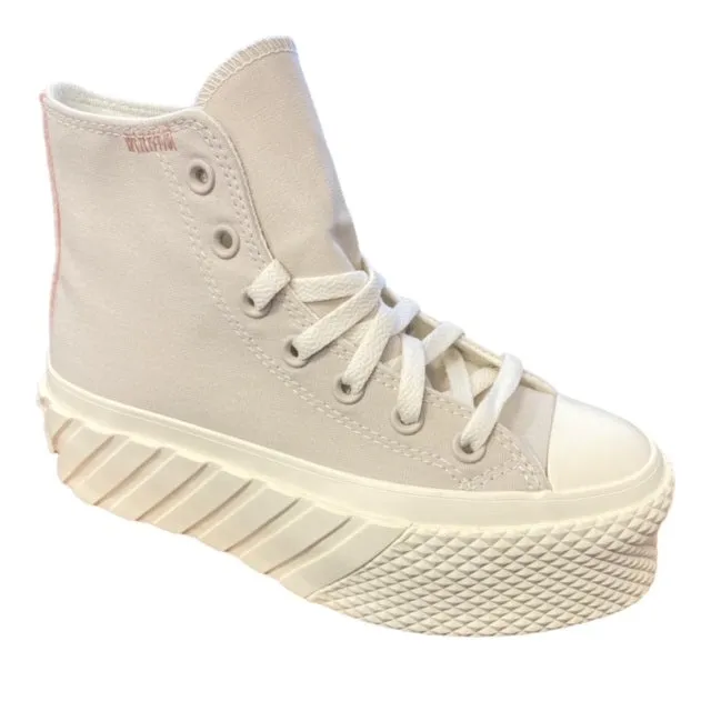 reinforced - toe - area - durability shoes shock - absorbing - technology Converse scarpa sneakers da donna con zeppa Chuck Taylor All Star Lift 2X Crafted 572953C sabbia
