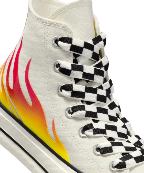 CarbonRubberOutsole Converse scarpa sneakers da donna con zeppa Chuck Taylor All Star Lift Flames A07892C airone-rosso smalto-nero