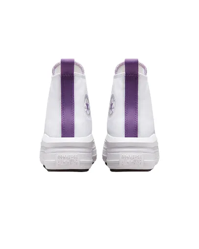Converse scarpa sneakers da donna con zeppa Chuck Taylor All Star Move A03667C bianco-viola trendy running shoes Geometric Flex Grooves