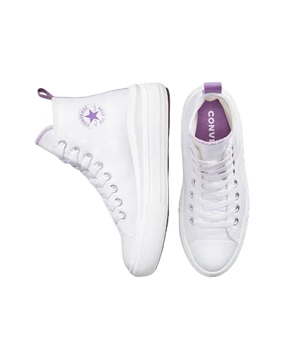 impact - resistant midsole shoes Converse scarpa sneakers da donna con zeppa Chuck Taylor All Star Move A03667C bianco-viola