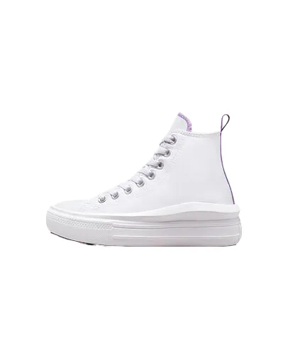 Cushioned Heel Counter Hygroscopic Knit Converse scarpa sneakers da donna con zeppa Chuck Taylor All Star Move A03667C bianco-viola