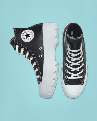 Converse scarpa sneakers da donna in pelle Lugged HI Chuck Taylor All Star 567164C nero bianco Torsion System Stability