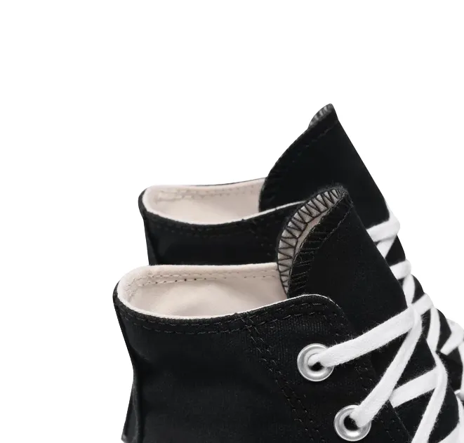 Converse scarpa sneakers in pelle da donna con zeppa Chuck Taylor All Star Platform LIFT Hi 560845C nero Wide - base