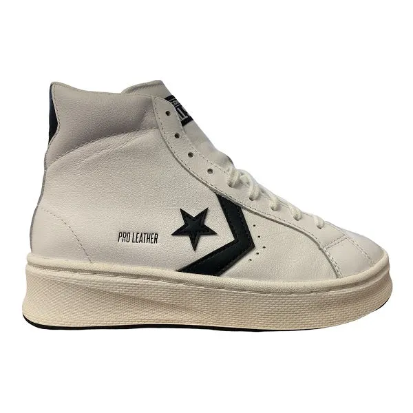 Converse scarpa sneakers in pelle da donna Pro Leather Lift Hi 172386C bianco-nero running in a school yard shoes Neutral Stride Adaptor