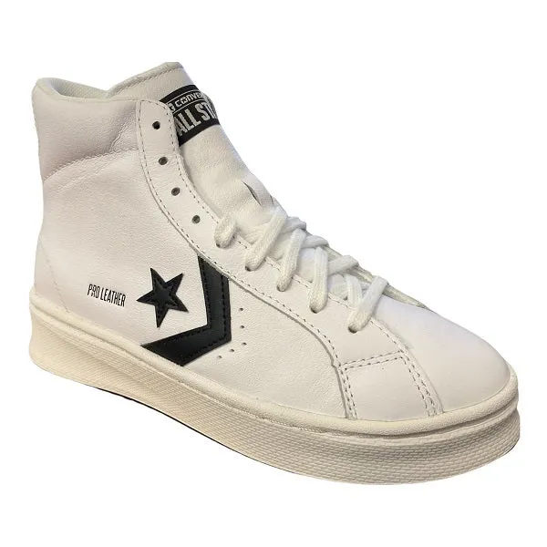 Converse scarpa sneakers in pelle da donna Pro Leather Lift Hi 172386C bianco-nero anti - slip function