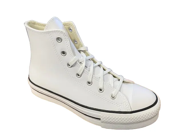 Senior runner endurance improvement Converse sneakers alta in pelle sintetica con zeppa Chuck Teylor All Star Eva Lift HI A02486C bianco-nero