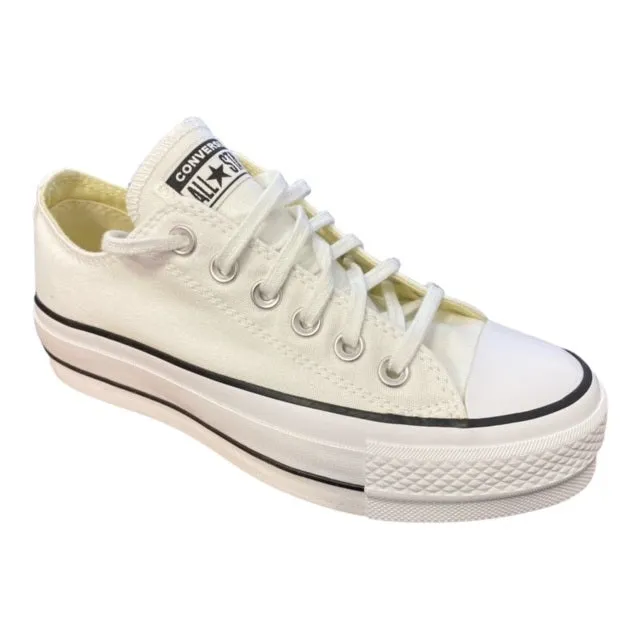 Rockered Outsole Design Converse sneakers bassa da donna Chuck Taylor All Star Lift OX 560251C white black