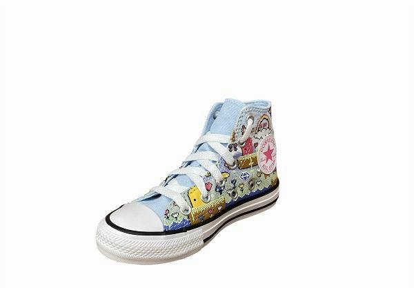 Converse scarpa sneakers alta da bambina Ctas Hi Chambray 670170C celeste Dry