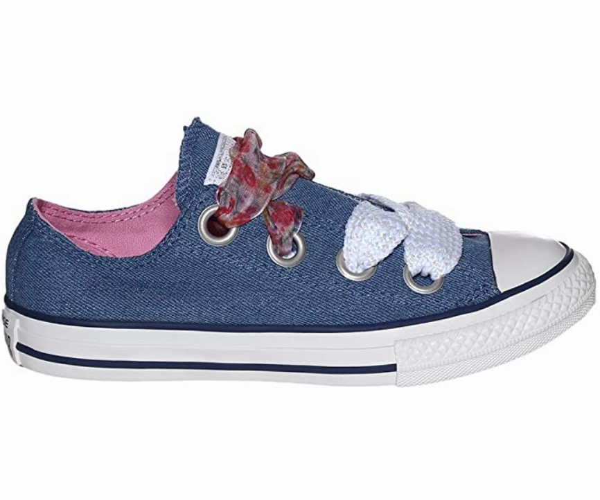 Converse scarpa sneakers in tela bassa CTAS Big Eyelet OX 660973C blu chiaro Rural