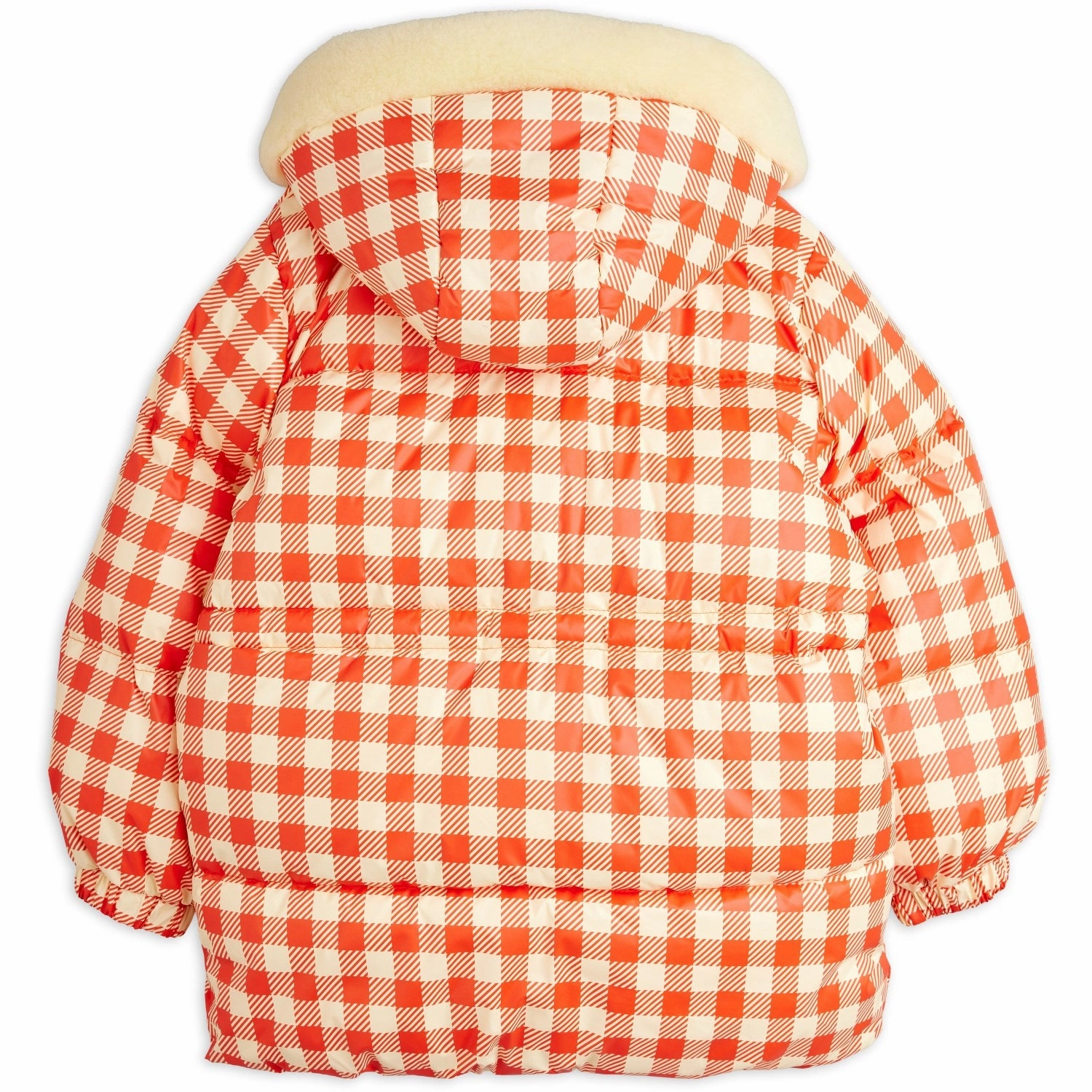 Mini Rodini Red Ritzratz Patch Gingham AOP Heavy Puffer Easy Wear Clean Jacket Detail