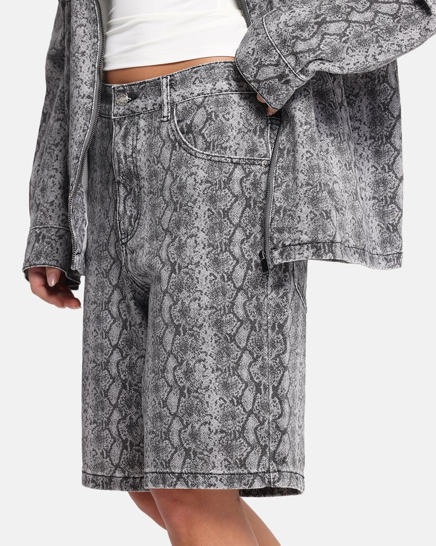 High Durability Thread XXIII Snake Skin Jorts Black Snake Print