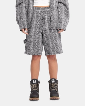XXIII Snake Skin Jorts Black Snake Print Functional Design